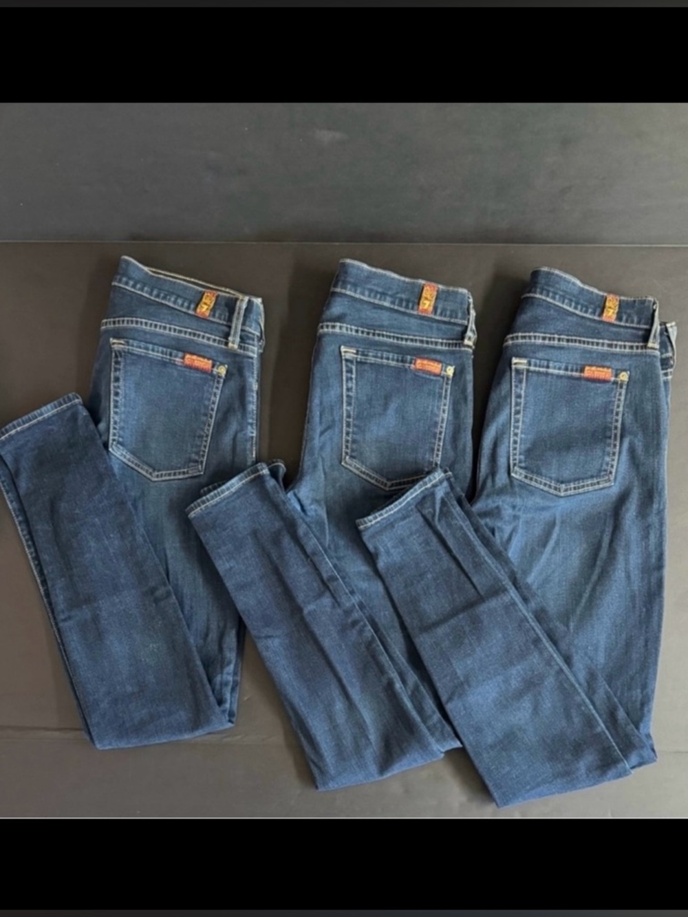 3 Pair 7 For Mankind- 90s Blue The Skinny Y2K jeans 98% cotton 3% spandex. 27